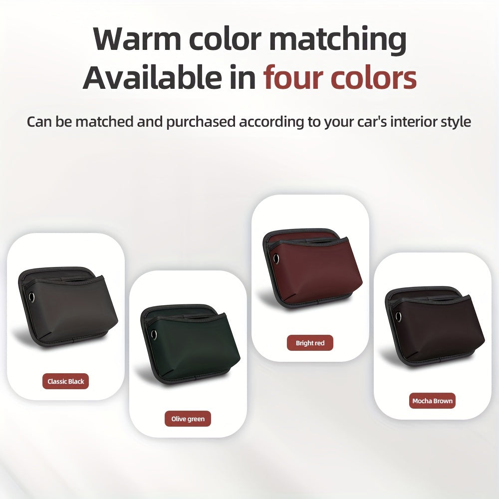 PU Leather Car Side Pocket Organizer - Universal Cell Phone and Sunglasses Holder for Car Seat Gap, Door, Window, Console - Car Accessories Storage Pouch