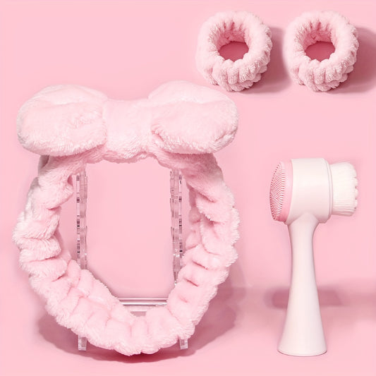 4pcs/set Face Skin Care & Beauty Tool Face Cleaning Brush Spa Headband Face Wash Wristband For Women Makeup Prevent Liquids From Spilling