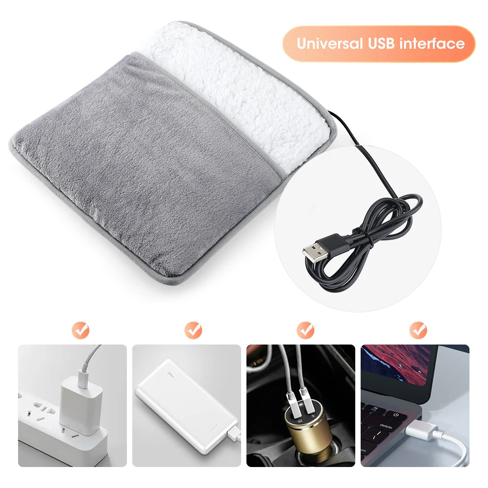 USB Portable Hand Warmer Rechargeable Plush Reusable Electric Foot Heater for Home Winter Hand Feet Abdomen Keep Warm