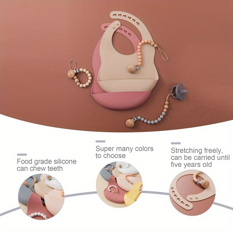 1pc Adjustable Silicone Bib for Babies - Soft, Easy to Clean, and Perfect for Mealtime - Great Gift for Holidays