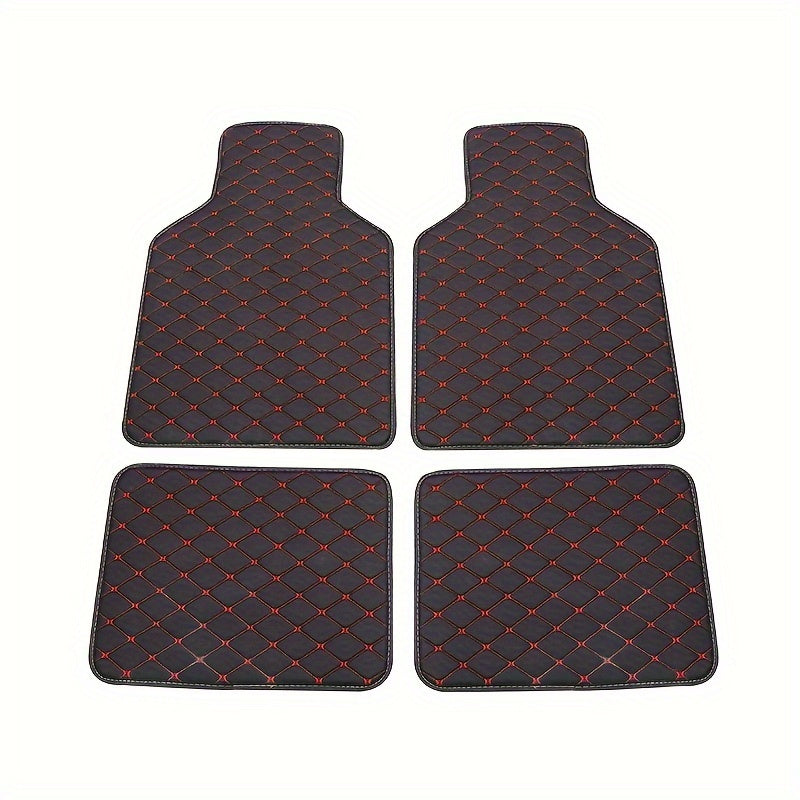 4pcs Universal Waterproof Car Floor Mats - Front & Rear - PU Leather Car Carpet Accessories - Interior Upgrade Car Accessories