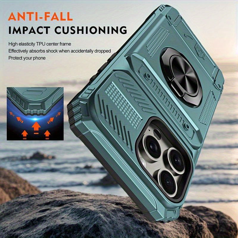 Shockproof Cellphone Case with Card Slot, Phone Protector Cover, Phone Accessories Compatible with iPhone 11 12 13 14 15 16 Pro Max