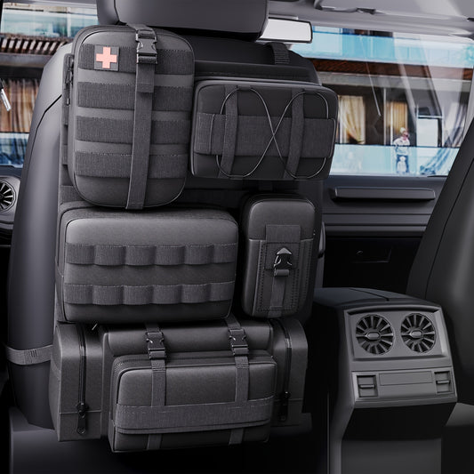 5 Pockets Bags Molle Nylon Tactical Front Car Seat Organiser Seat Back Storage Bag Basket Protector for All Vehicles, Fits for Jeep, Truck, SUV, Etc Accessories Car Accessories for Women Car Accessories Interior for Men