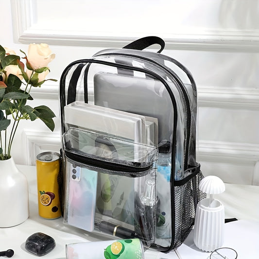 PVC Transparent Large Capacity Backpack, Clear Durable Lightweight School Backpack, Fashion Fancy Commuter Bag