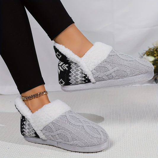 Cozy Thermal Ankle Boots - Soft Plush Lined, Slip-On, Flat Heel, Round Toe, Water-Resistant TPR Sole, Fabric Upper, Casual Rain Shoes for Winter - pinpochyaw Brand