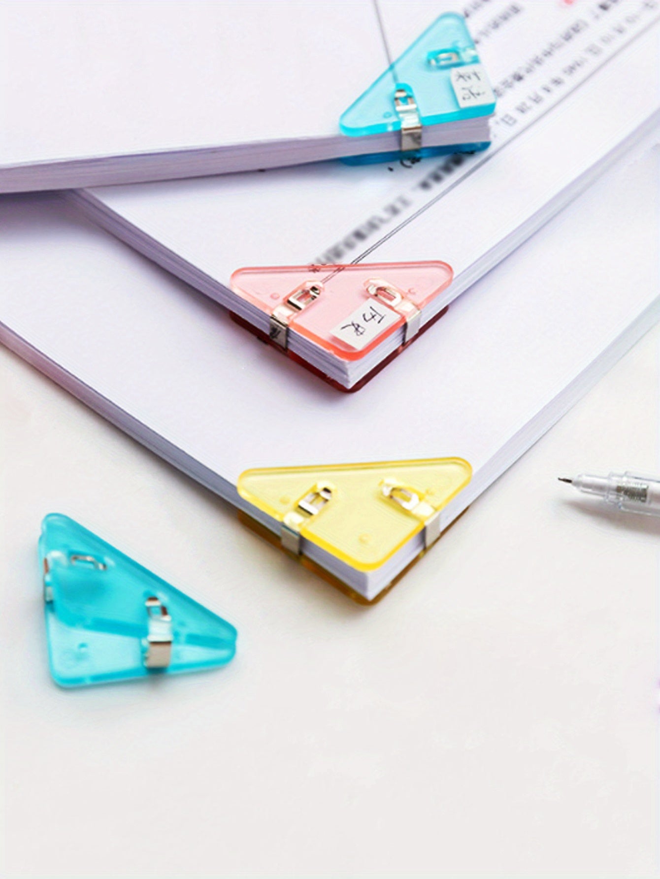 Metal Triangle File Edge Clip - 10PCS Multiple Colour - Firm Office School Supplies