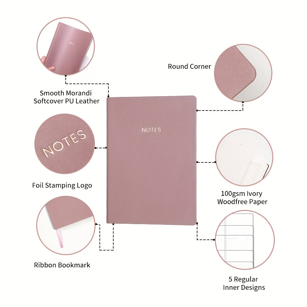 1pc 82 Sheets A5 Rainbow Border Notebook - Hardcover Executive Diary for College Ruled Writing, Thick Paper, School & Office Essential for Work, Study and Personal Use - Best Quality Stationery for Classroom and Office Suppli