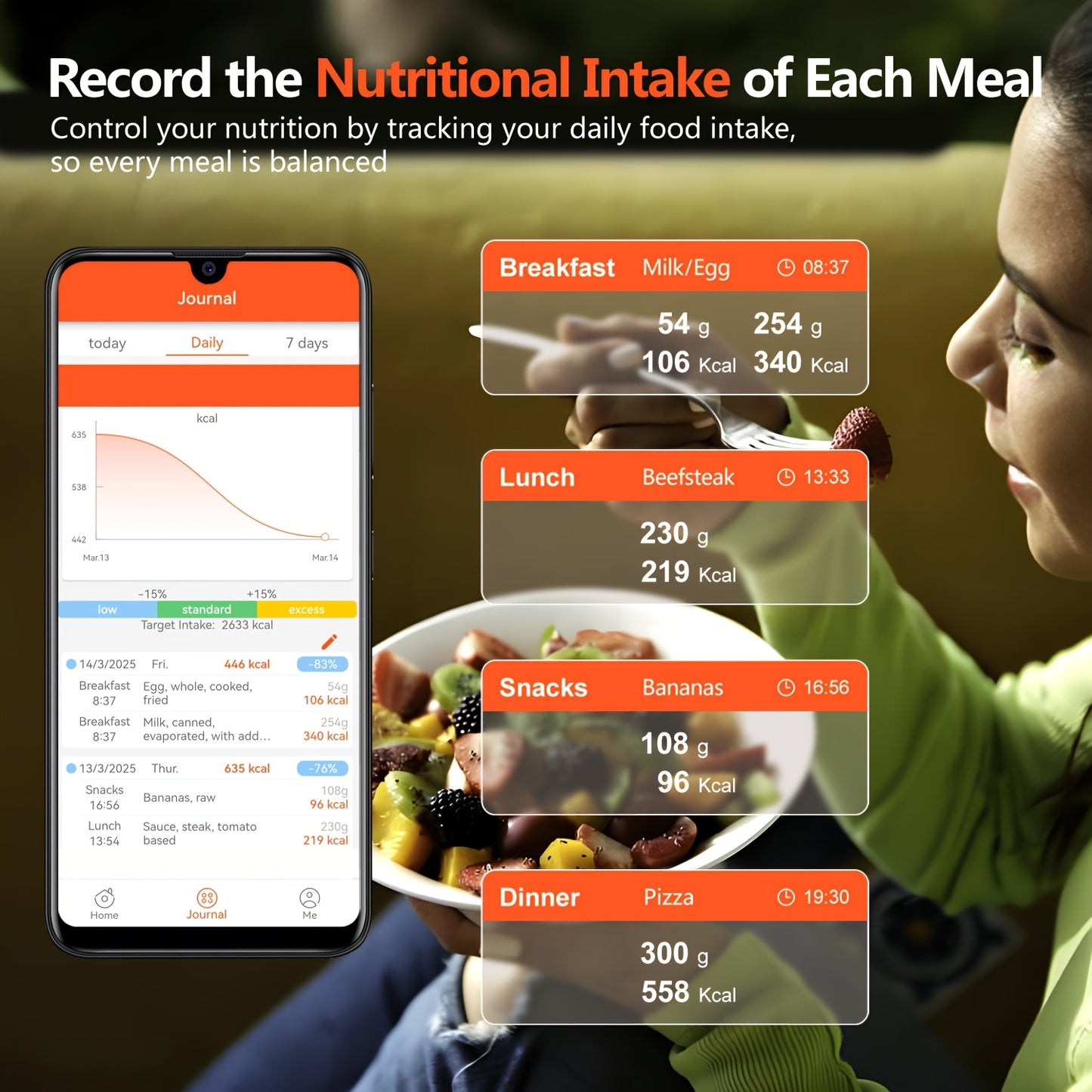 1pc Smart Digital Food Scale with Nutritional Calculator - USB Rechargeable, Grams & Ounces, Ideal for Weight Loss, Keto, Macro, Calorie Tracking, Baking & Meal Prep, 0.1oz/22lb, Diet Management Tool | Modern Kitchen Scale |