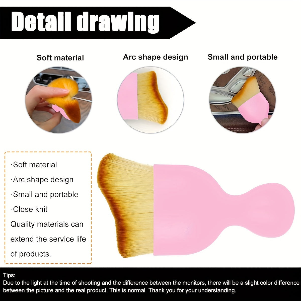 1pc Car Interior Cleaning Brush, Compact Soft Bristle Brush, Car Seat Center Console Gap Interior Dust Removal Artifact, Car Interior Air Conditioner Air Outlet Cleaning Brush, Car Accessories, Men Gift