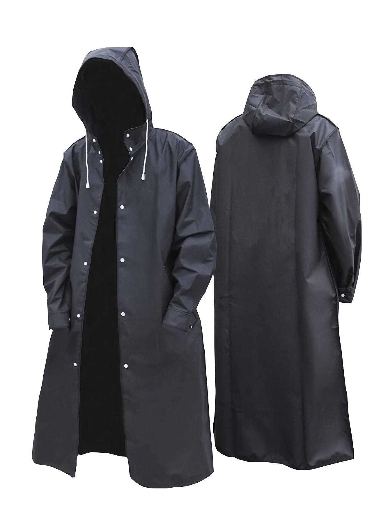Unisex Hooded Raincoat, Casual Button Up Rain Poncho For Outdoor Raining Days