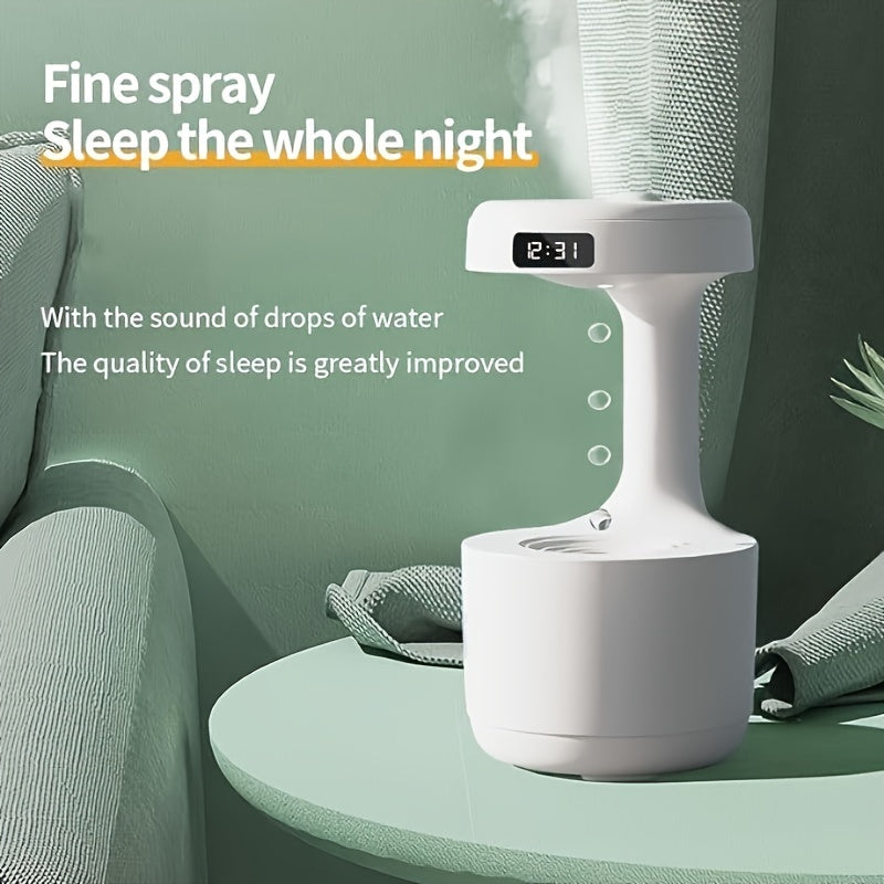Anti Gravity Humidifier with LED Clock Display, Ultrasonic Water Drip Humidifier, Cool Mist Aromatherapy Diffuser, Floating Water Droplet Humidifier, Rain Cloud Diffuser, Levitating Water Drop