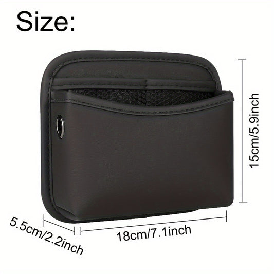 PU Leather Car Side Pocket Organizer - Universal Cell Phone and Sunglasses Holder for Car Seat Gap, Door, Window, Console - Car Accessories Storage Pouch