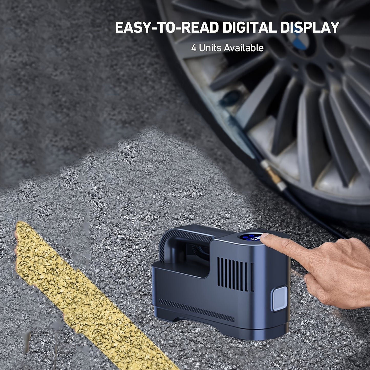 Tire Inflator Portable Air Compressor Tire Air Pump for Car Tires - Car Accessories, 12V DC Auto Pump with Digital Pressure Gauge, Emergency LED Light for Bicycle, Balloons, Black