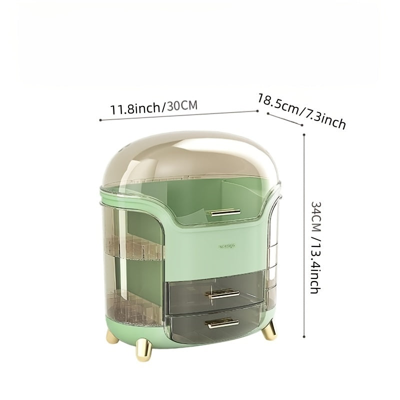 1pc Multifunctional Makeup Storage Box, Transparent Desktop Cosmetics Storage Box With Drawer & Cover, Dust-proof Large Capacity Storage Case, Household Multi-functional Storage Organizer, Makeup Organizer