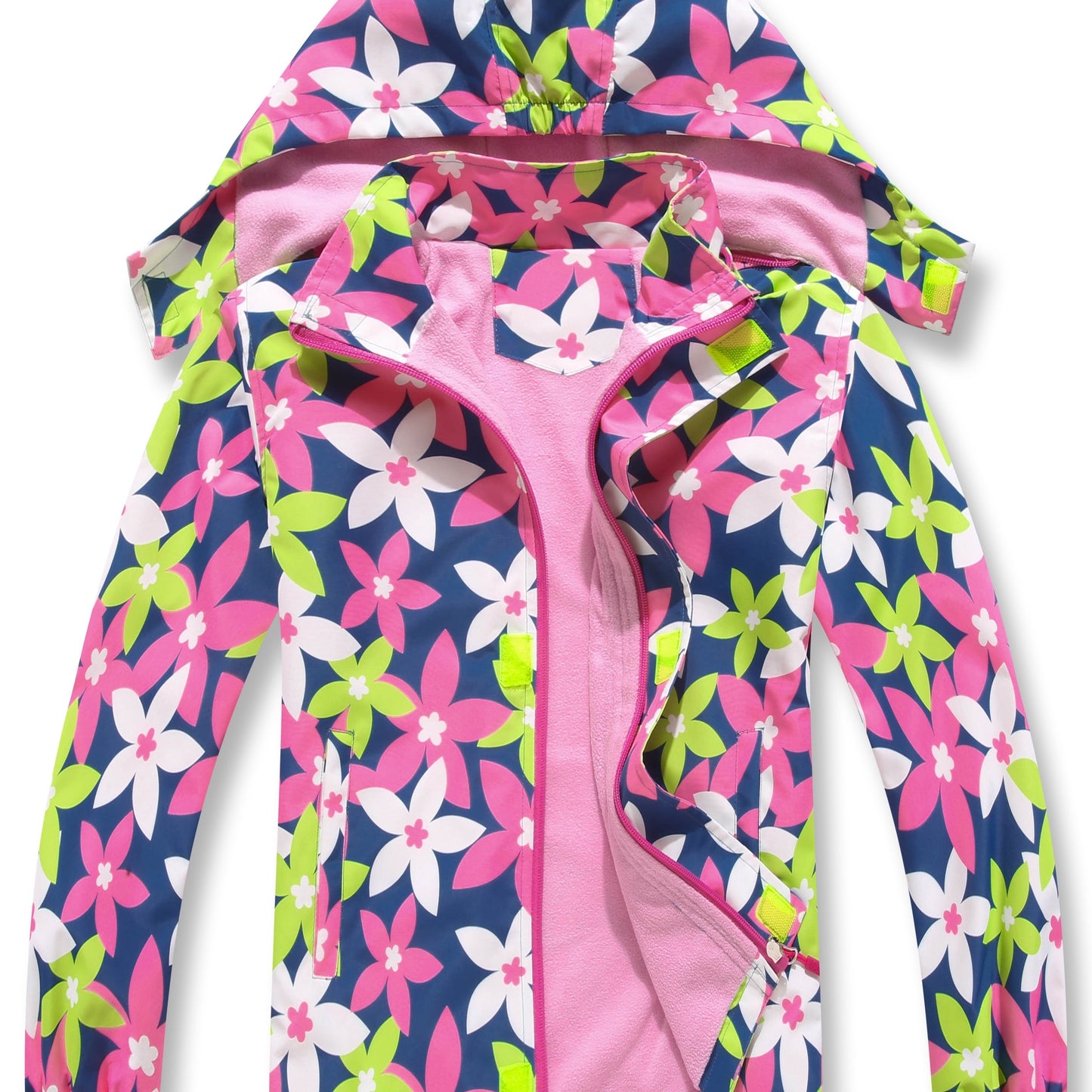 Vibrant Gradient Rain Jacket for Kids - Waterproof, Lightweight, Fleece Lined, Hooded, Windbreaker Coat with Removable Hood for Girls - Perfect for Outdoor Play and School Days