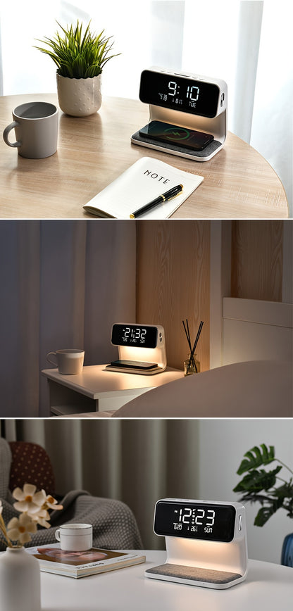 1pc Bedside Lamp Table Lamp With Charging Function Touch Dimmable Light Alarm Clock With Wireless Charger 10 W Night Light With 3 Levels Brightness For Bedroom Living Room Office