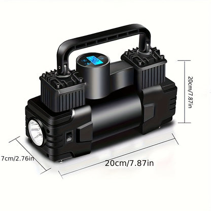 12V 150 PSI Air Compressor Tire Inflator Portable Powerful Dual Cylinder Air Pump, Used For Car Tires, Car Accessories, Automatic Tire Pump, With LED Digital Pressure Gauge, LED Light, Suitable For SUV, Truck, Car, Bicycle, B