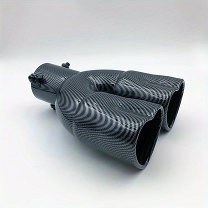 Double Outlet Exhaust Pipe Tube - Heart Shape Style Stainless Steel Carbon Fiber Rear Exhaust Tips with Tail Pipe for Car Accessories