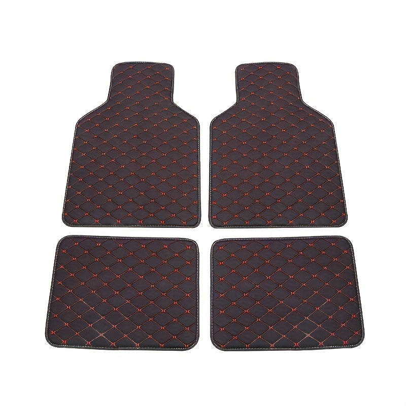 4pcs Universal Waterproof Car Floor Mats - Front & Rear - PU Leather Car Carpet Accessories - Interior Upgrade Car Accessories
