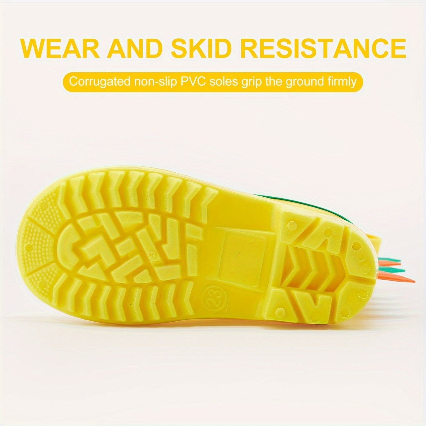 GentleChild Youngsters' Dinosaur Rain Boots - Waterproof, Anti-Slip, Mid-Calf Blue PVC Rain Shoes for Boys & Girls, Ages 1-8, with Cute Cartoon Design & Spikes for Enhanced Grip