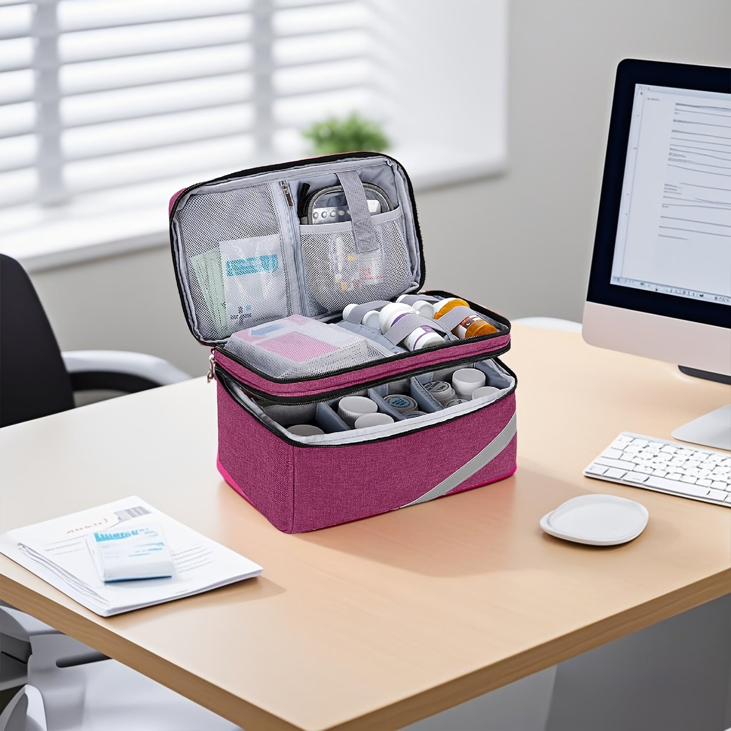 Durable & Compact Polyester Medicine Storage Bag Organizer, Portable - Empty Pill Bottle Pouch for Home, Office, School, Outdoor Travel