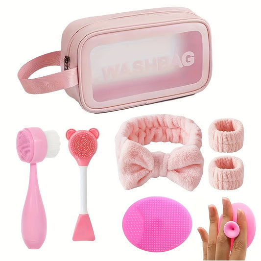 7-Piece Deluxe Facial Care Cleaning Kit - Soft Silicone and Durable Plastic Skin Care Tools for Spot Treatment, Deep Cleansing, and Gentle Exfoliation - Ideal Gift for Holidays, Cruelty-Free, Alcohol-Free, No Power or Battery