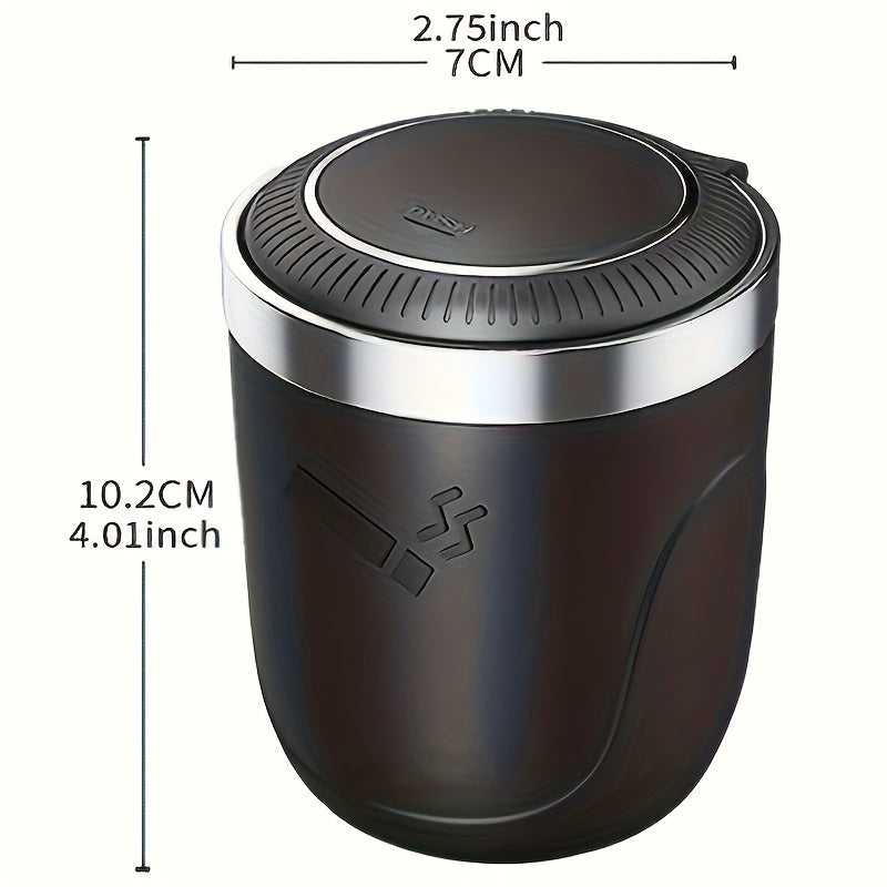 [LED Car Ashtray Set] Automatic Guide Rail LED Car Ashtray Set (1pc Ashtray + 1pc Brush) - Detachable Cleaning Brush, Compact Design, Easy to Install, Car Accessories | Ashtray for Car | Ash Tray for Car