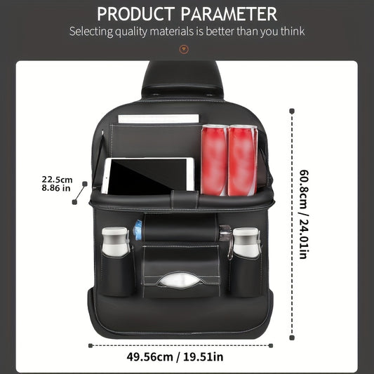 [Deluxe Car Organizer Kit] Premium Quality Deluxe Car Back Seat Organizer Kit | Foldable Dining Table, Kick Mats, Cup Holder, Tissue Box, Laptop Tray, Car Eating Tray & Umbrella Holder - Easy Install, Space-Saving for Family