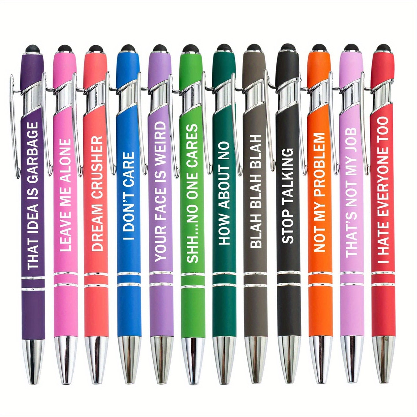 12pcs Uplifting Inspirational Ballpoint Pens with Stylus Tip - Office Quotes Touch Stylus Pen with Encouraging Scriptures, Black Ink, Smooth Writing Experience, Ergonomic Design, Perfect for Office, School, and Daily Use