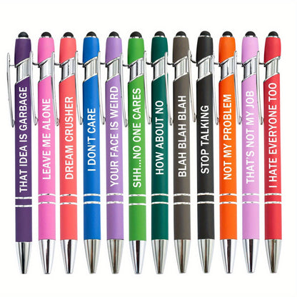 12pcs Uplifting Inspirational Ballpoint Pens with Stylus Tip - Office Quotes Touch Stylus Pen with Encouraging Scriptures, Black Ink, Smooth Writing Experience, Ergonomic Design, Perfect for Office, School, and Daily Use