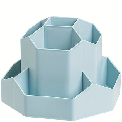 1pc Multi-functional Rotatable Desktop Organizer, Pen Holder, Bedroom Office Stationery Storage Box, Desktop Cosmetics Storage Box, Makeup Organizer, Rotatable Pen Holder