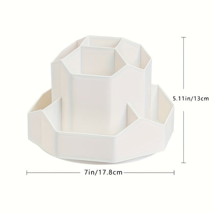 1pc Multi-functional Rotatable Desktop Organizer, Pen Holder, Bedroom Office Stationery Storage Box, Desktop Cosmetics Storage Box, Makeup Organizer, Rotatable Pen Holder