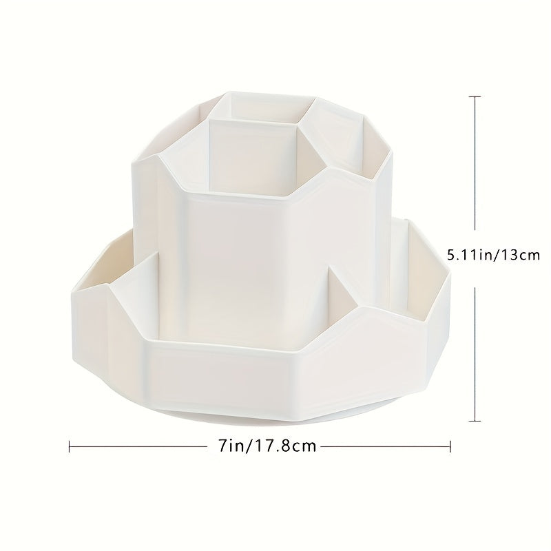 1pc Multi-functional Rotatable Desktop Organizer, Pen Holder, Bedroom Office Stationery Storage Box, Desktop Cosmetics Storage Box, Makeup Organizer, Rotatable Pen Holder
