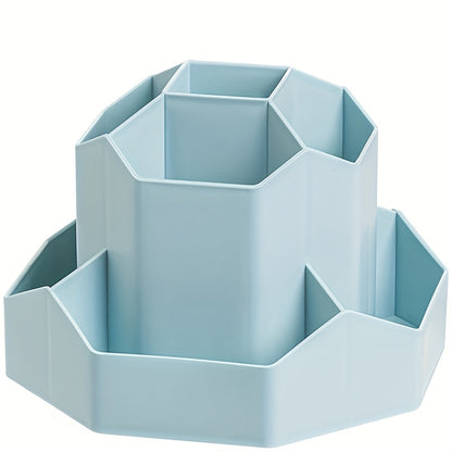 1pc Multi-functional Rotatable Desktop Organizer, Pen Holder, Bedroom Office Stationery Storage Box, Desktop Cosmetics Storage Box, Makeup Organizer, Rotatable Pen Holder