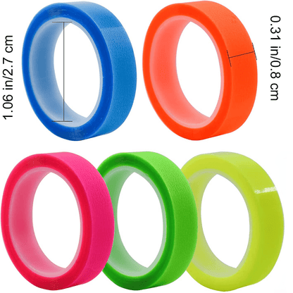 5 Rolls of Vibrant Round Transparent Fluorescent Index Tabs Flags - 5m Sticky Note Stationery for Students, School, and Office Organization - Colorful Gift Idea