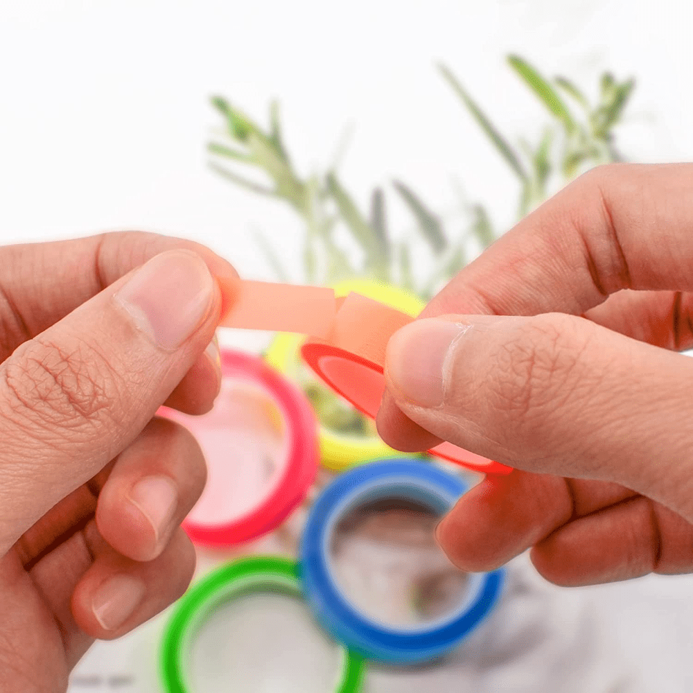 5 Rolls of Vibrant Round Transparent Fluorescent Index Tabs Flags - 5m Sticky Note Stationery for Students, School, and Office Organization - Colorful Gift Idea