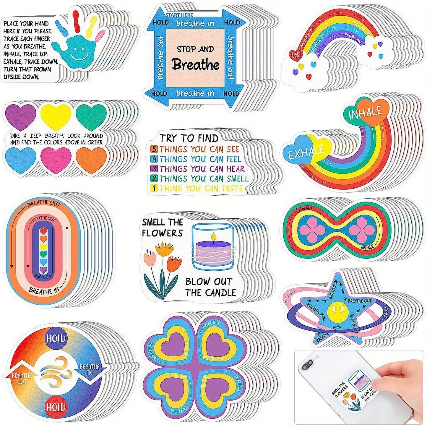 12pcs, Calming Sensory Stickers for Anxiety Relief - Textured Fidget Stickers for School, Phone, Water Bottle, and Notebook - Stationery and Party Favors - Great Thanksgiving and Christmas Gifts