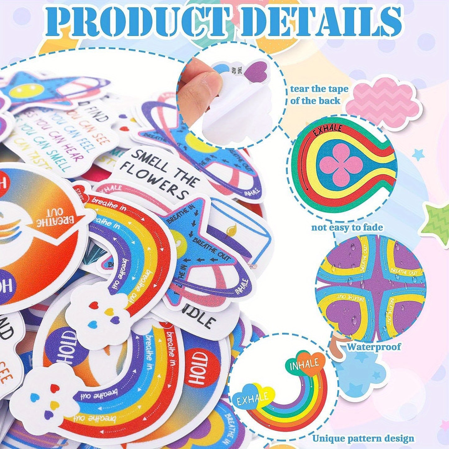 12pcs, Calming Sensory Stickers for Anxiety Relief - Textured Fidget Stickers for School, Phone, Water Bottle, and Notebook - Stationery and Party Favors - Great Thanksgiving and Christmas Gifts