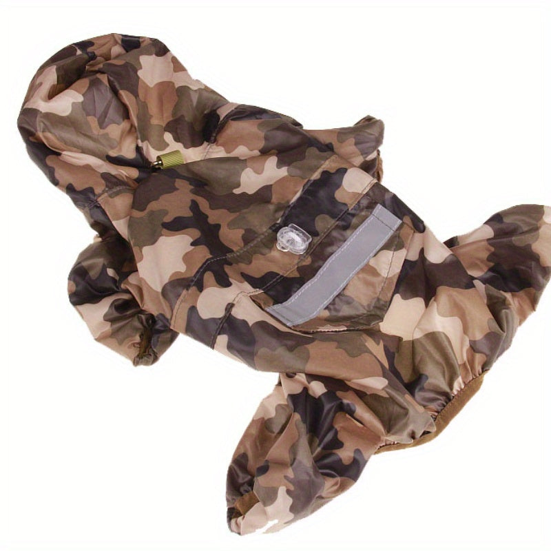 Dog Raincoat, Puppy Pet Clothes, Dog Rain Jumpsuit, Hooded Reflective Warning Costume For Dogs