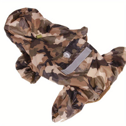 Dog Raincoat, Puppy Pet Clothes, Dog Rain Jumpsuit, Hooded Reflective Warning Costume For Dogs