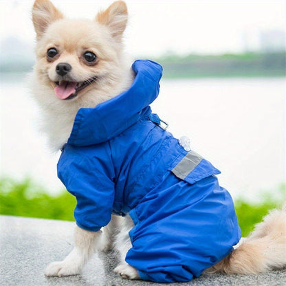 Dog Raincoat, Puppy Pet Clothes, Dog Rain Jumpsuit, Hooded Reflective Warning Costume For Dogs
