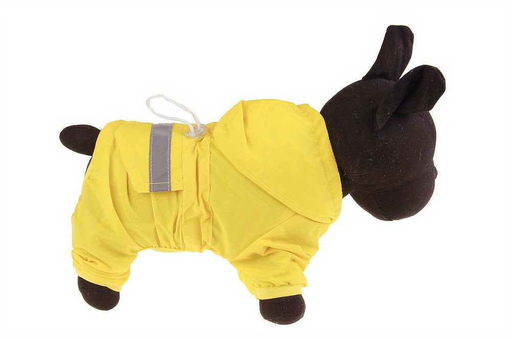 Dog Raincoat, Puppy Pet Clothes, Dog Rain Jumpsuit, Hooded Reflective Warning Costume For Dogs