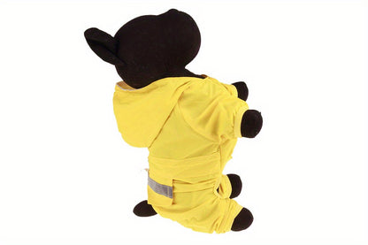 Dog Raincoat, Puppy Pet Clothes, Dog Rain Jumpsuit, Hooded Reflective Warning Costume For Dogs