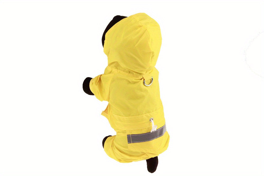 Dog Raincoat, Puppy Pet Clothes, Dog Rain Jumpsuit, Hooded Reflective Warning Costume For Dogs