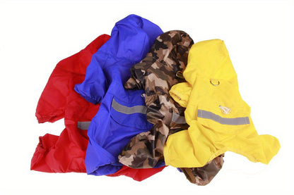 Dog Raincoat, Puppy Pet Clothes, Dog Rain Jumpsuit, Hooded Reflective Warning Costume For Dogs