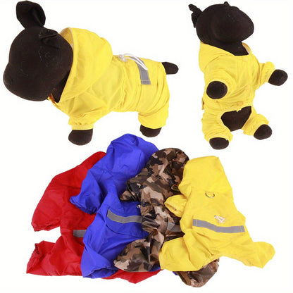 Dog Raincoat, Puppy Pet Clothes, Dog Rain Jumpsuit, Hooded Reflective Warning Costume For Dogs