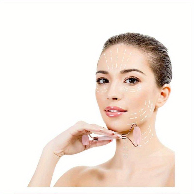 1pc Facial Beauty Massage Roller Faux Jade Roller Massager, Double Head Massage Eye Roller Facial Beauty Roller Skin Care Tools For Face Eye Neck Skin Care