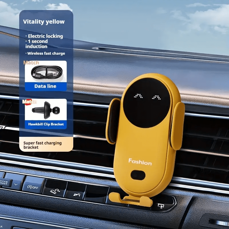 Smart Wireless Car Charger Vent Mount - 15W Fast Charging, Auto Clamping, Adjustable Phone Holder with Air Vent Clip - Convenient and Safe Driving Accessory