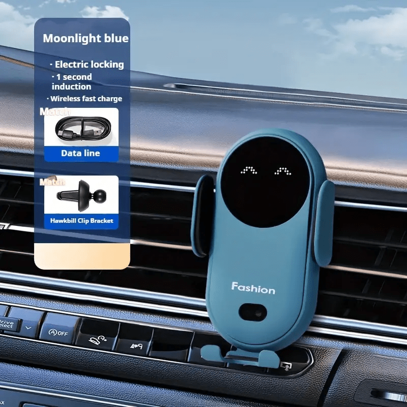 Smart Wireless Car Charger Vent Mount - 15W Fast Charging, Auto Clamping, Adjustable Phone Holder with Air Vent Clip - Convenient and Safe Driving Accessory