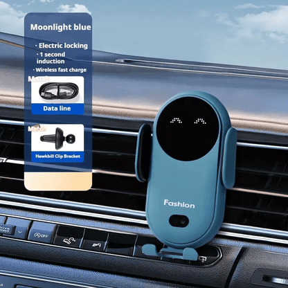 Smart Wireless Car Charger Vent Mount - 15W Fast Charging, Auto Clamping, Adjustable Phone Holder with Air Vent Clip - Convenient and Safe Driving Accessory